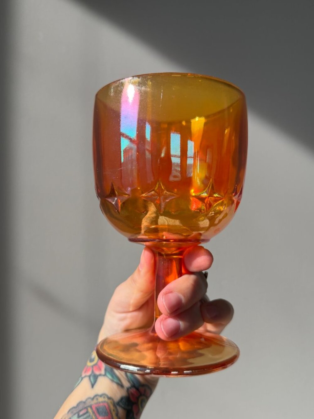 3/$30 🌟 Vintage Indiana Carnival Glass Amber Marigold Goblet